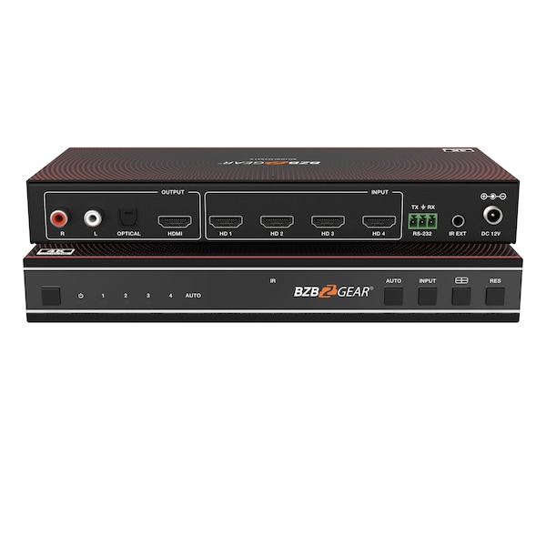 Bzbgear 4x1 4K UHD HDMI Seamless Switcher Quad MultiViewer with Audio De-embedder BG-UHD-MVS41A - main